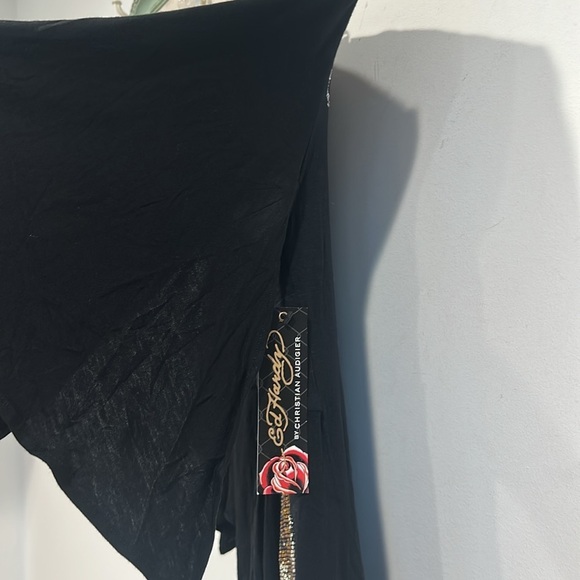 Brand new ed hardy Black Y2K Women's tunic Top with Heart Design size small - Picture 5 of 7